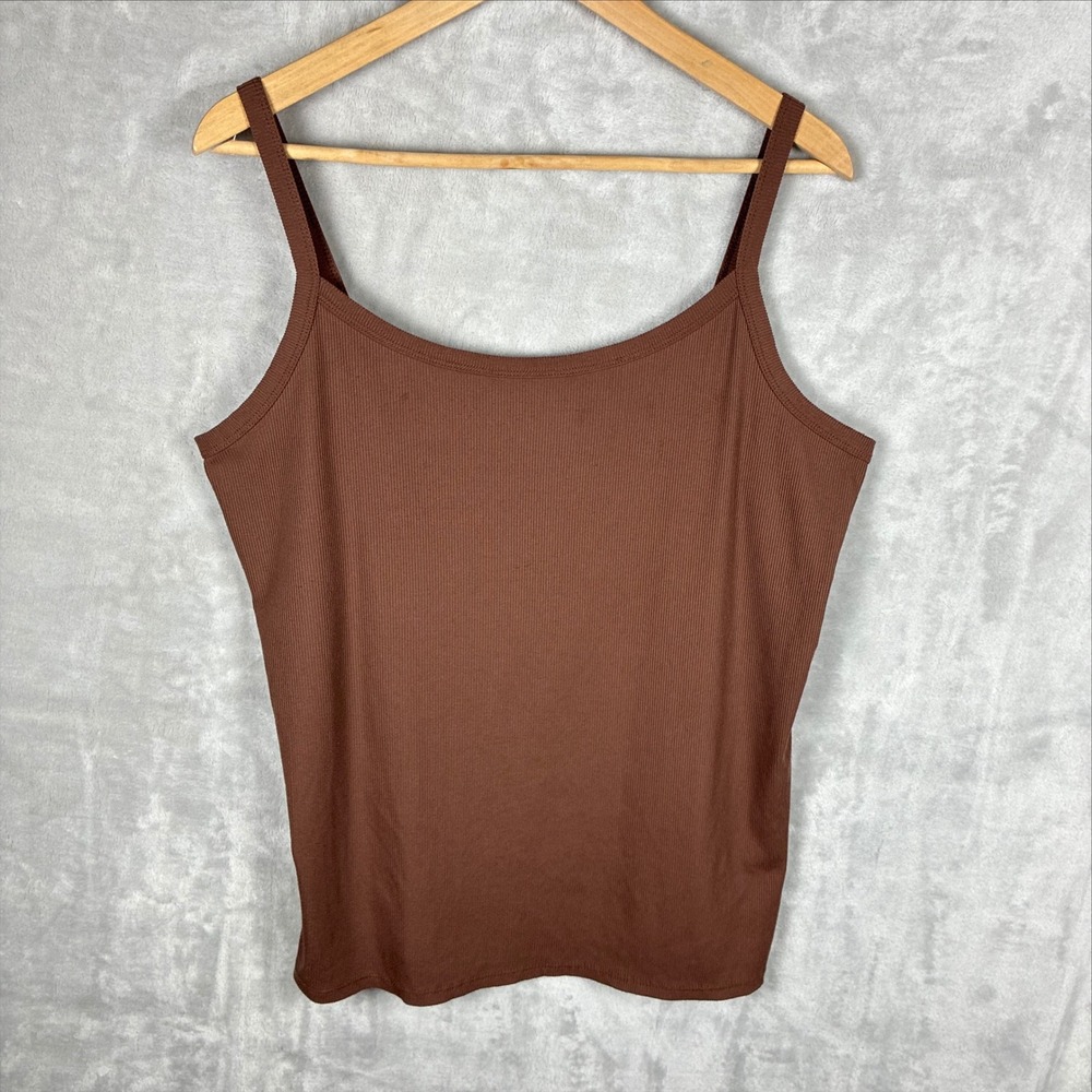 No Boundaries Brown Ribbed Cami Tank Top Scoop Neck XXXL 21